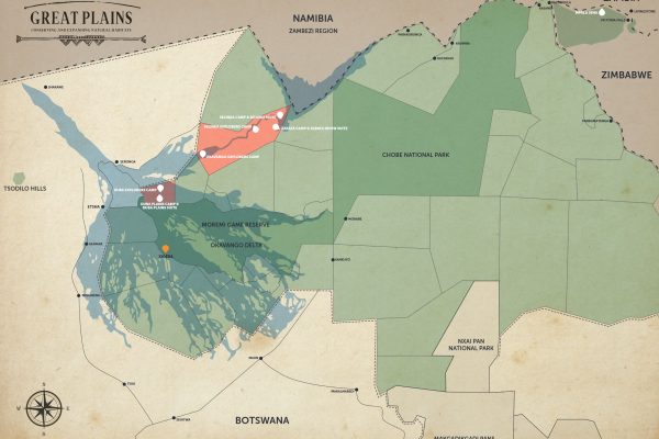 Karte Camps Botswana Great Plains Conservation